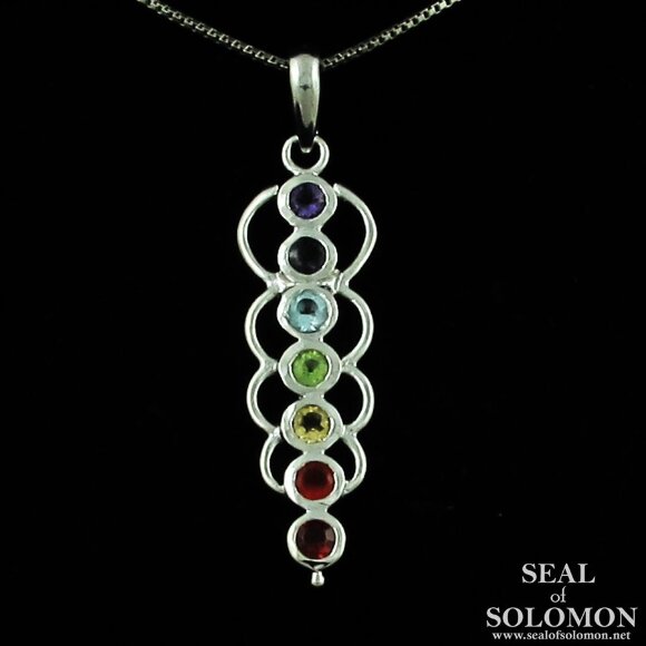 Gemstone Healing Crystals Kundalini Chakra Necklace in Sterling Silver 1