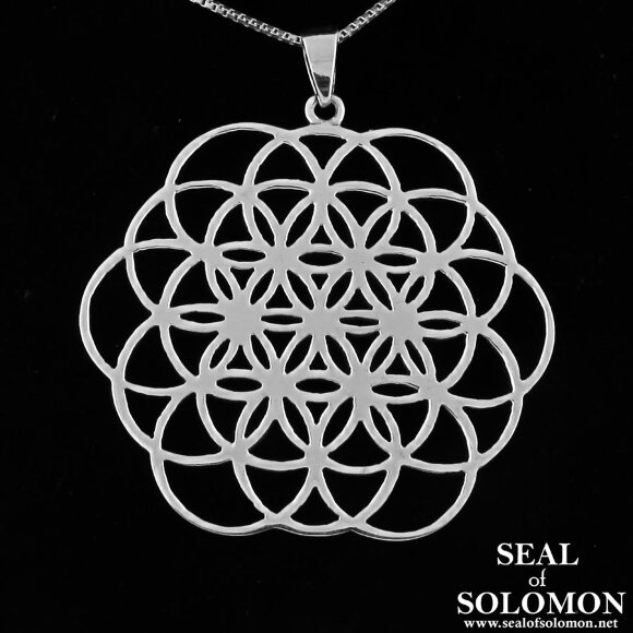 Sterling Silver 925 Sacred Geometry Flower of Life Necklace