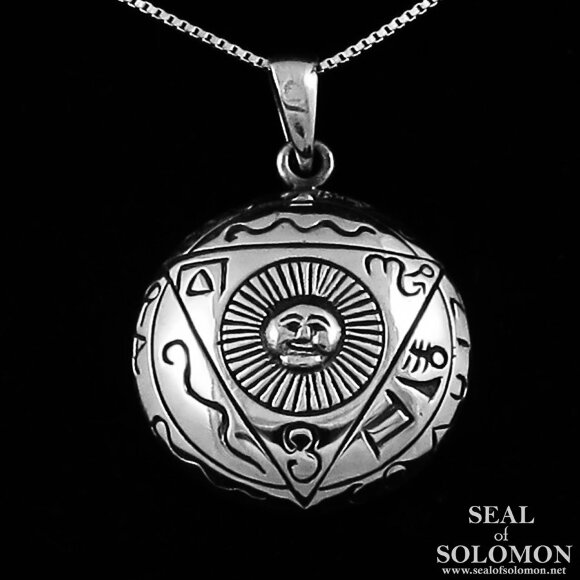 Sun with Runic Symbols Pendant in Sterling Silver