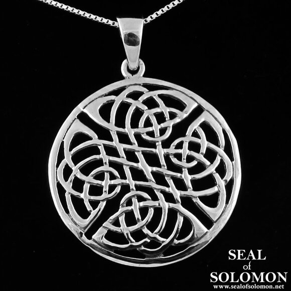 Sterling Silver Celtic Knot Round Pendant Necklace
