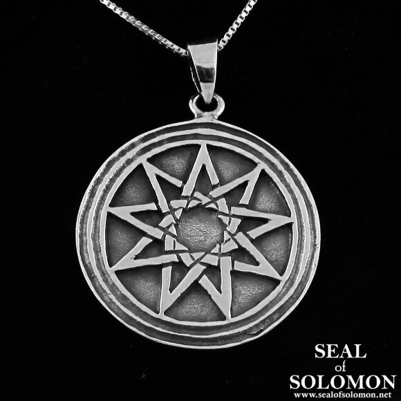 Nine-Pointed Star of Bahai Religion Necklace in Sterling Silver 1